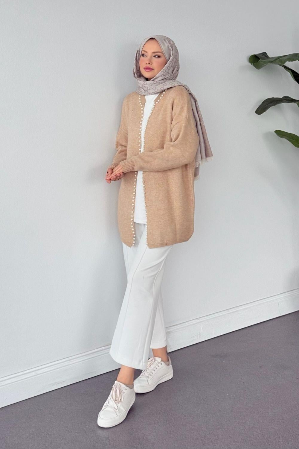 Yumoş İncili Hırka Camel 251900 