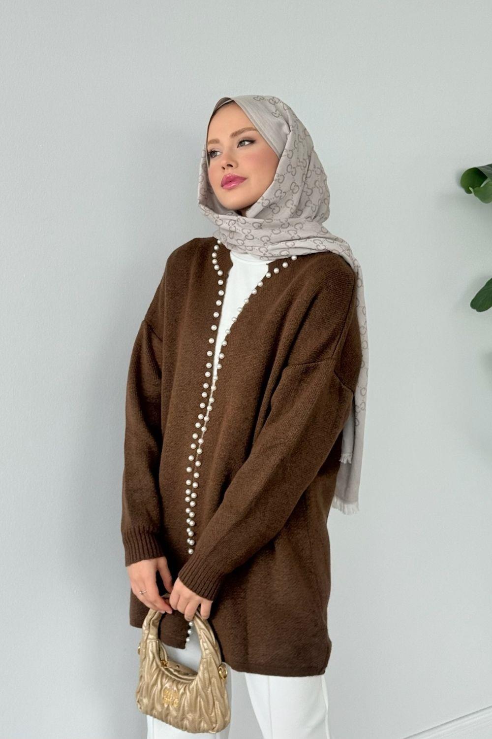 Yumoş İncili Hırka Kahverengi 251900 