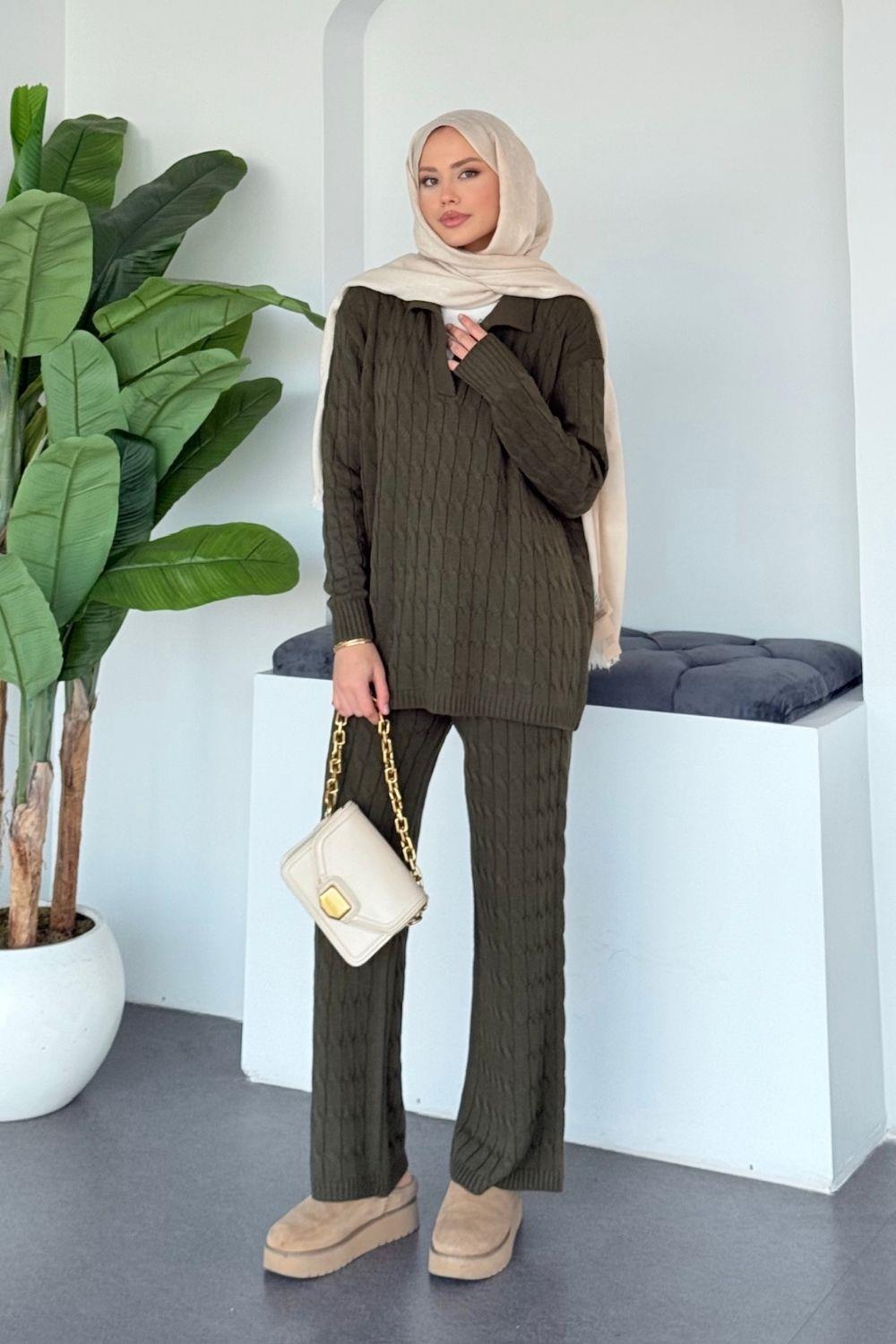 Belinda Gömlek Yaka Takım Haki 25690 