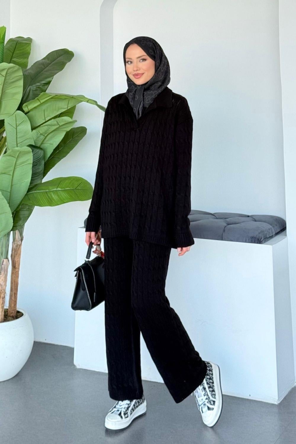 Belinda Gömlek Yaka Takım Siyah 25690 