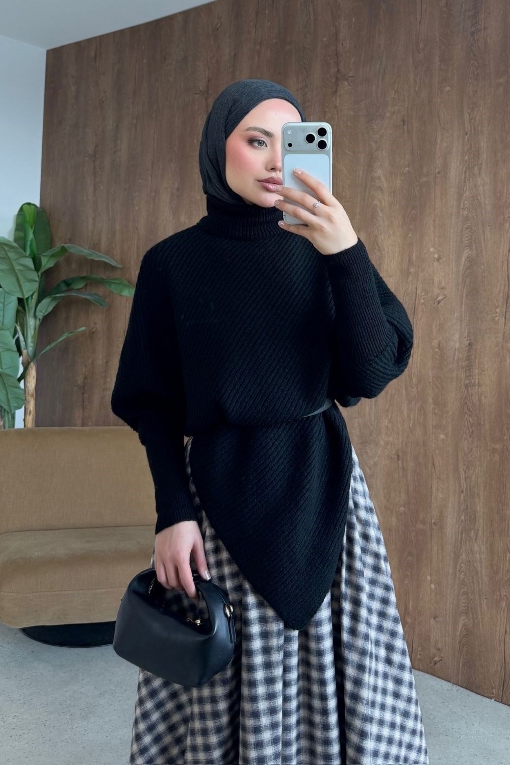 Yumoş Geometri Kemer Dty Kazak Siyah 26204 
