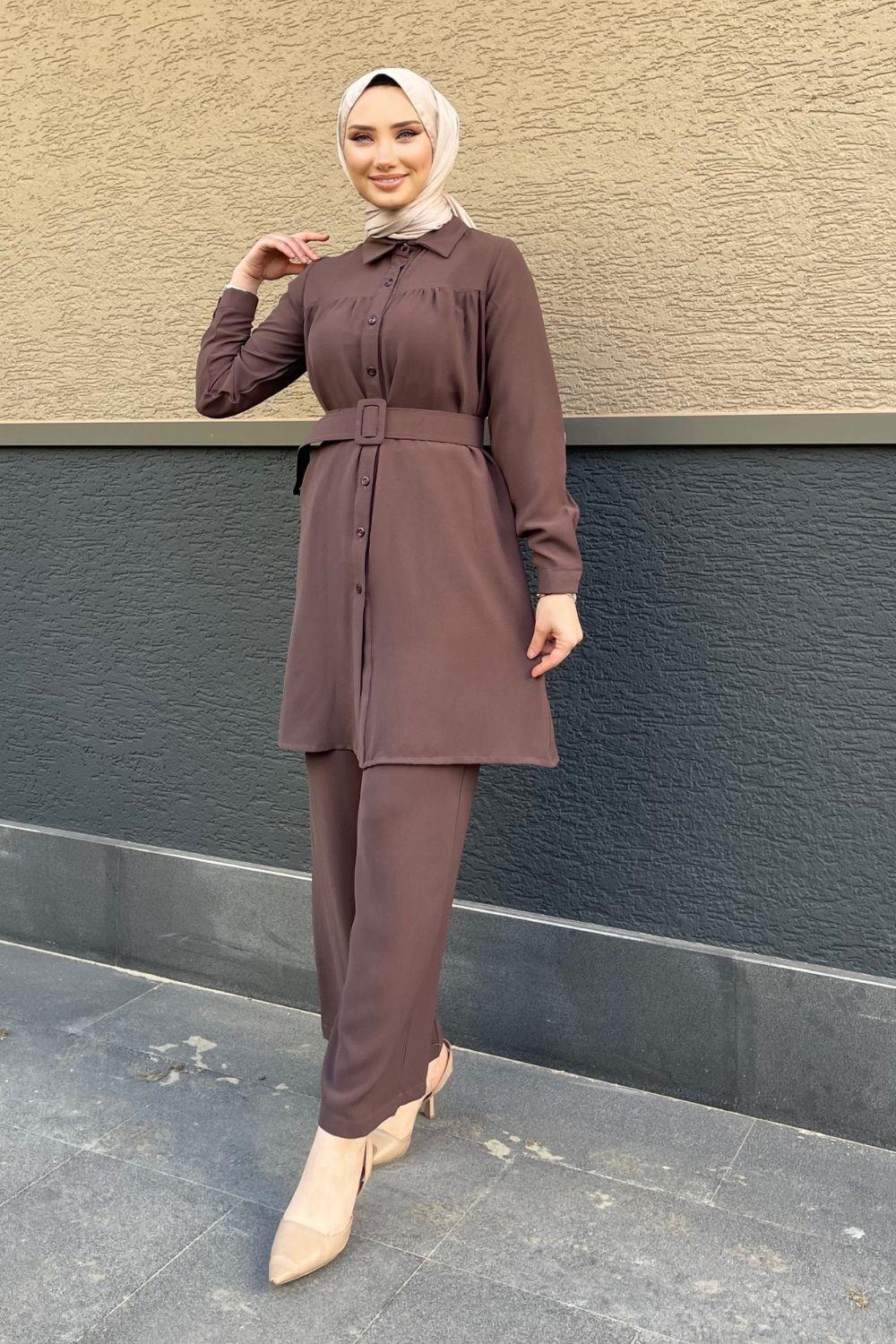 Kemerli Ayrobin Pantolonlu Takım Mürdüm 2760 