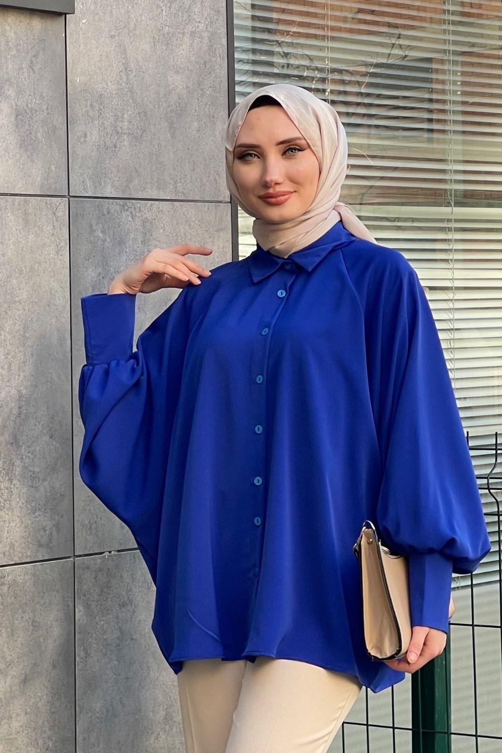 Reglan Kol Önden Düğmeli Saks 2822 