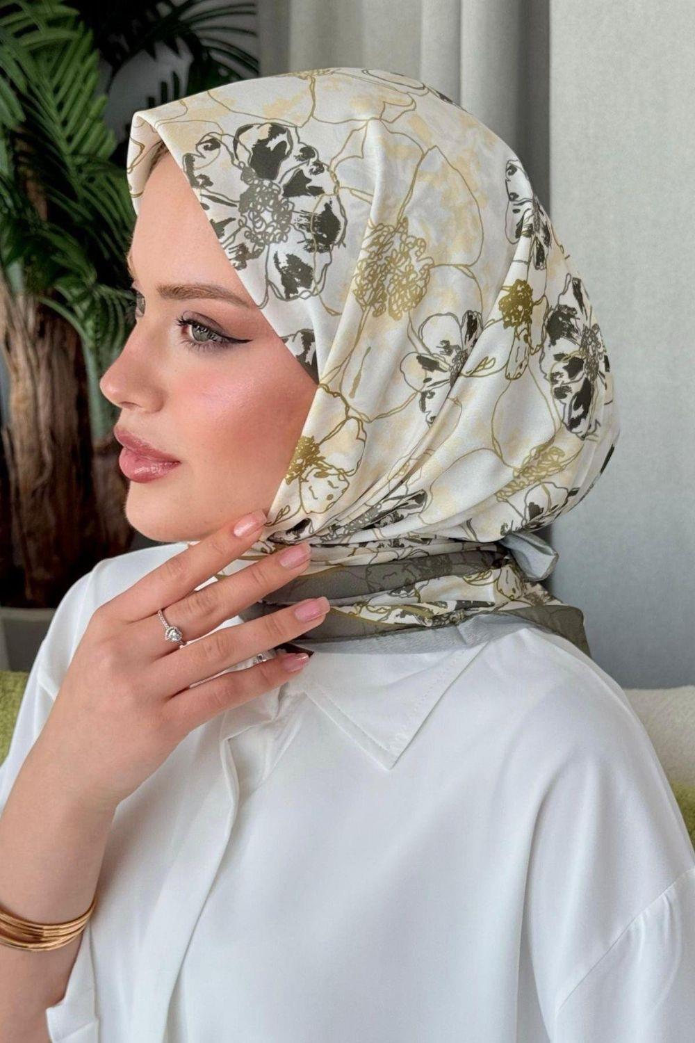 Lily Dijital Desenli Eşarp Mint 30120 