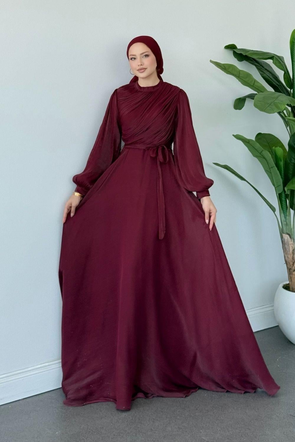 Su Piliseli Abiye Bordo 3023 
