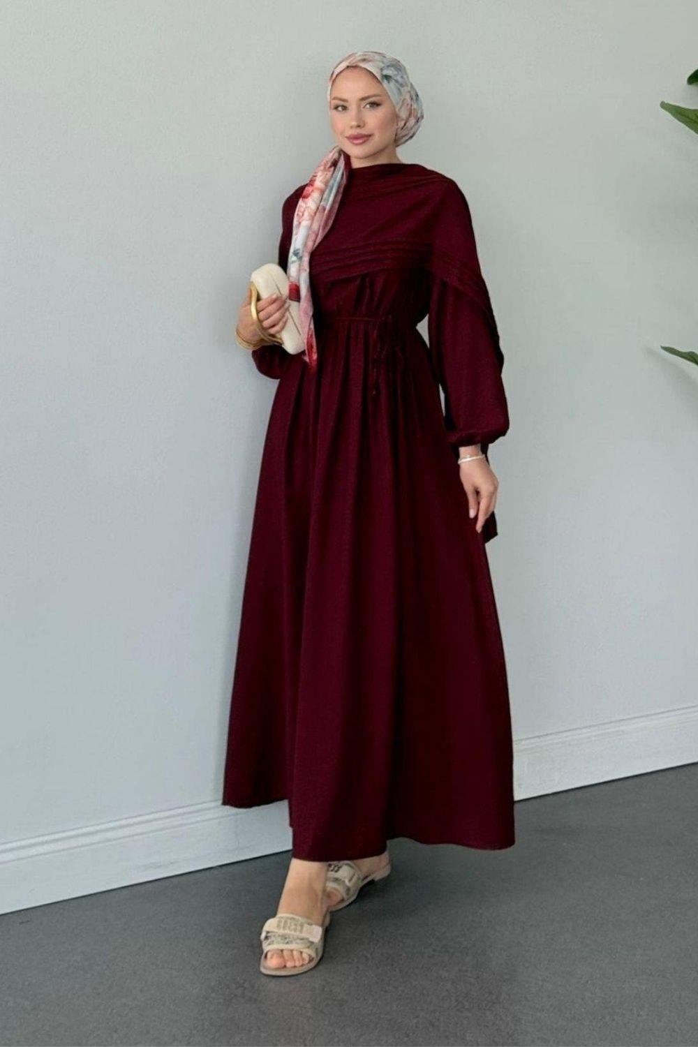 Esinti Elbise Bordo 3050 