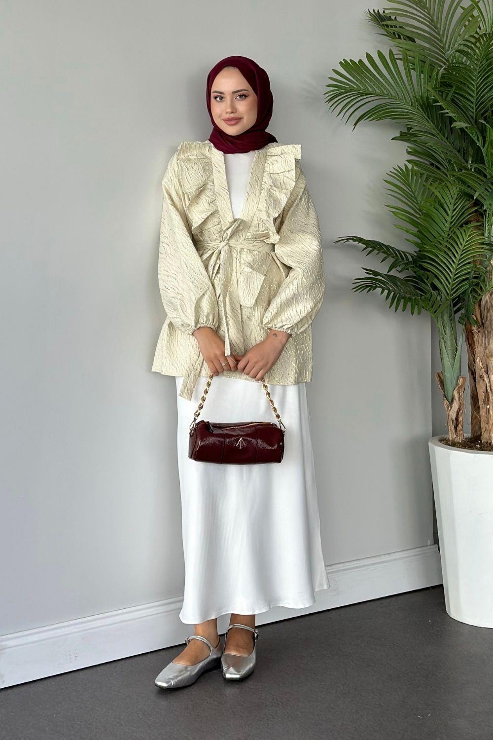 Önü Fırfırlı Kimono Gold 3070 