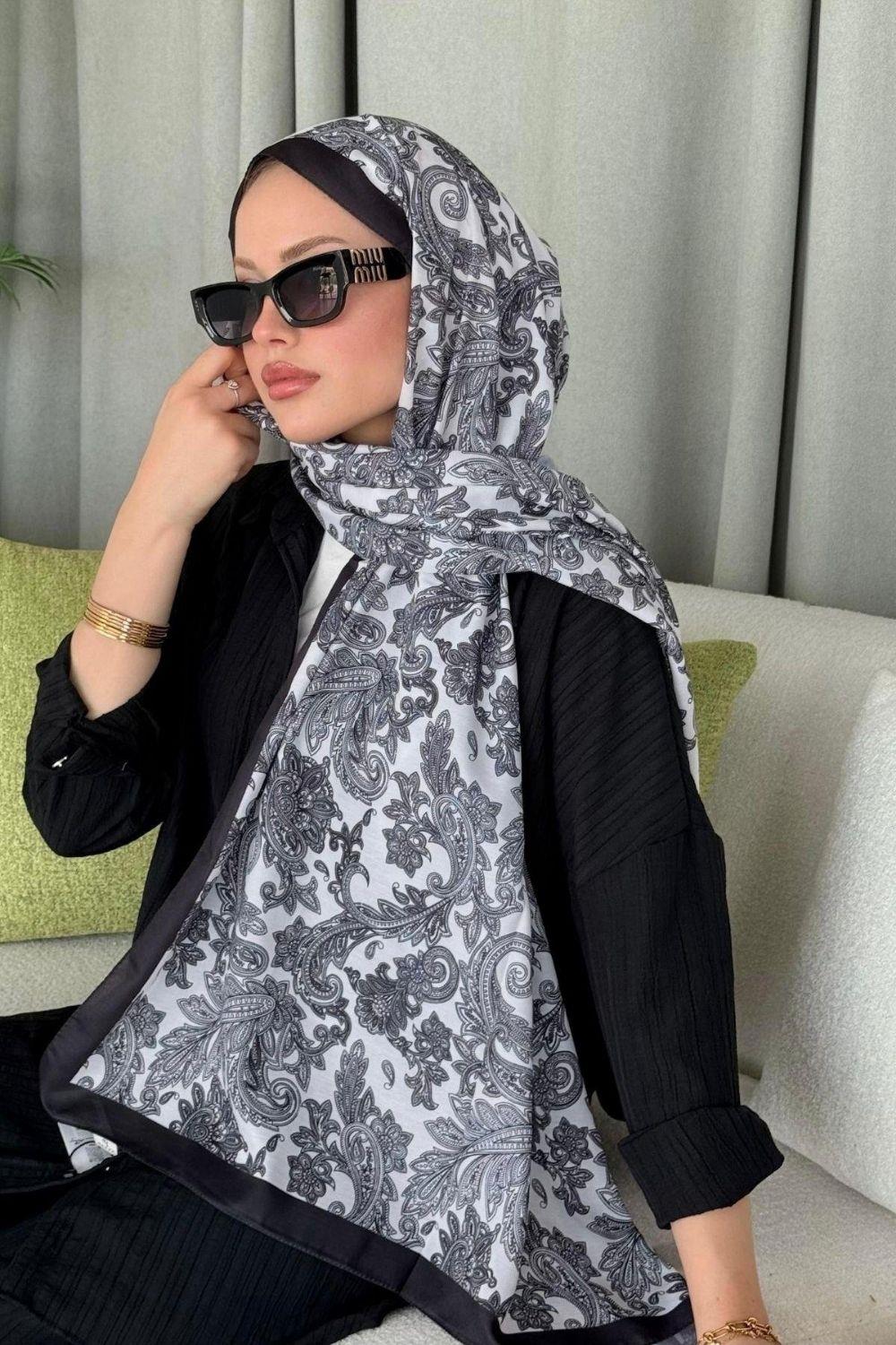 Aras Desen Dijital Şal Siyah 40170 