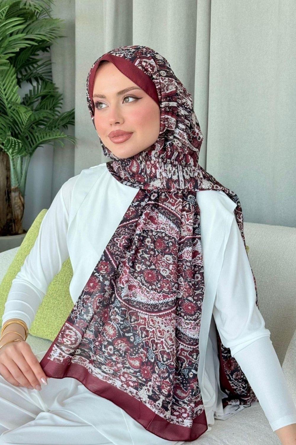 Kayli Dijital Şal Bordo 4029 