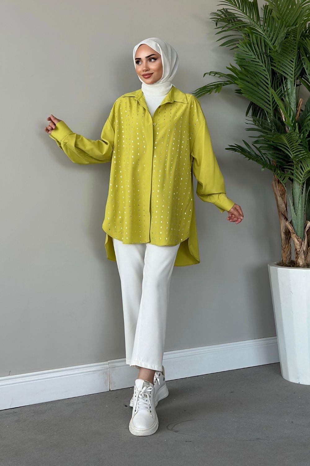 Baget Taşlı Tunik Fıstık Yeşili 4075 