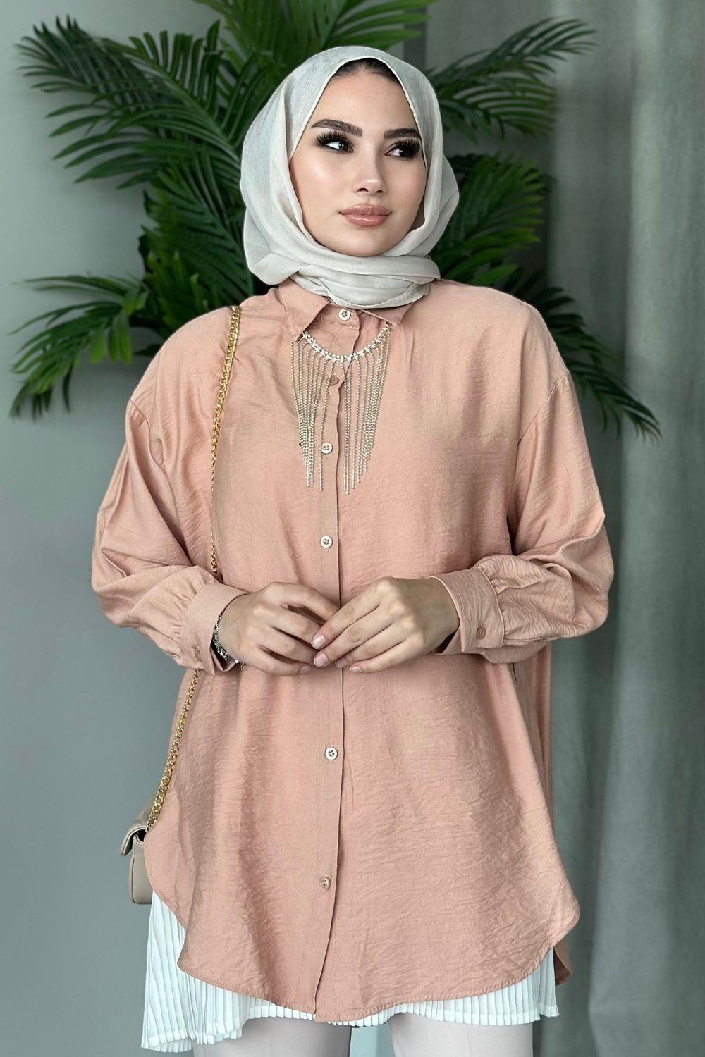 Kolyeli Tunik Camel 4084 