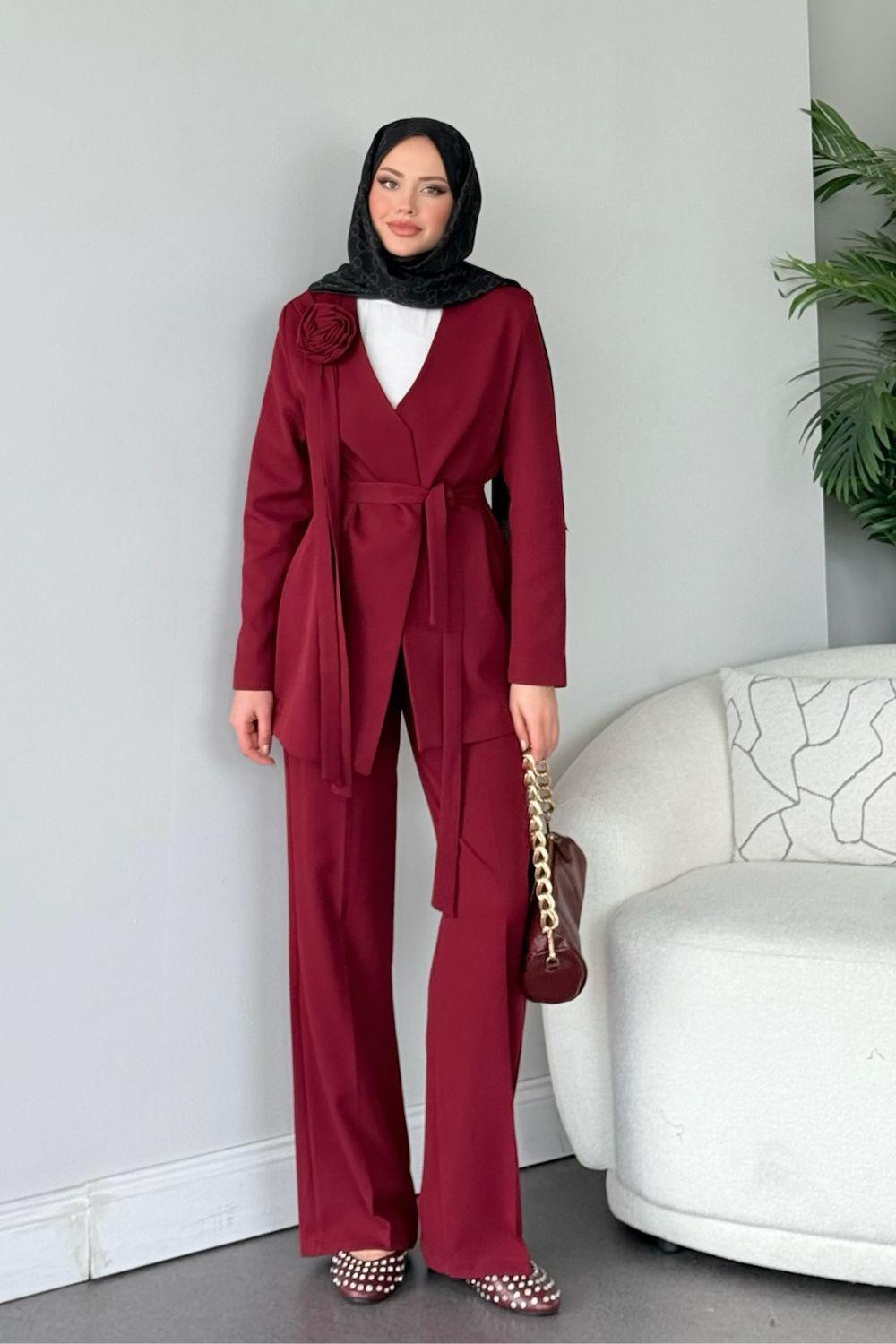 Nudes Güllü Takım Bordo 41256 