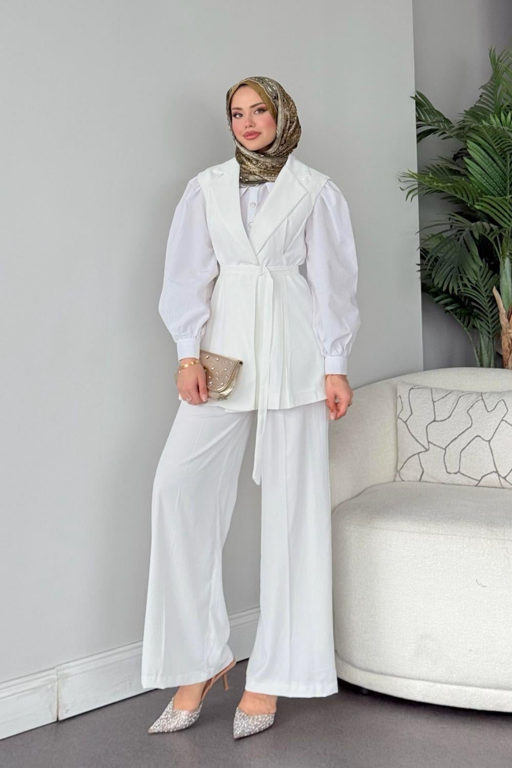 Ruha Yelekli Takım Beyaz 41334 