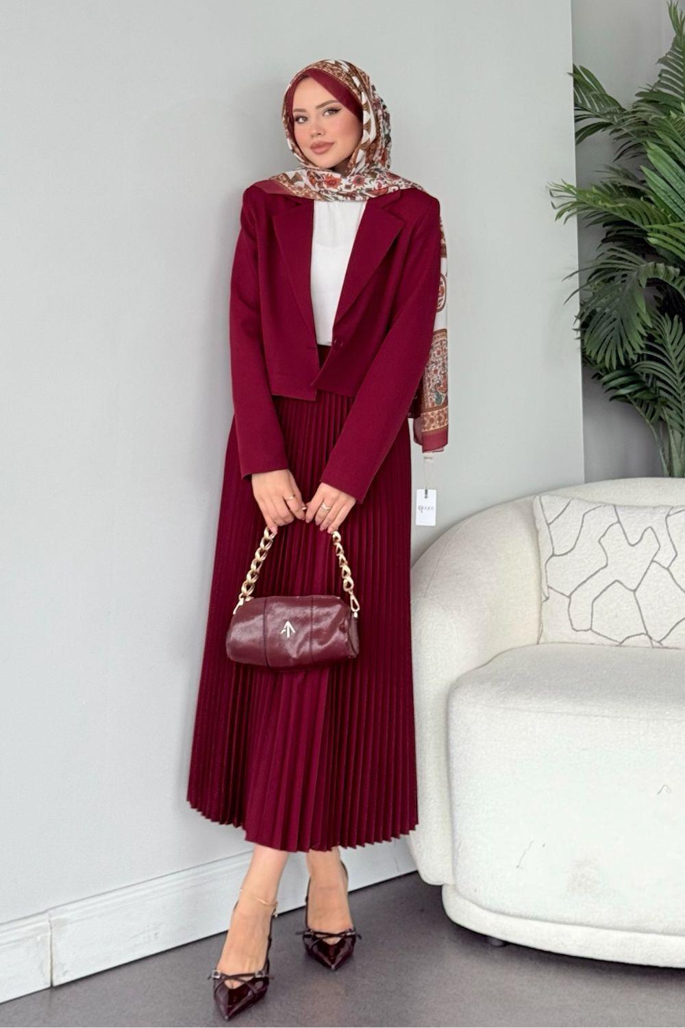 Ceketli Heza Takım Bordo 41390 