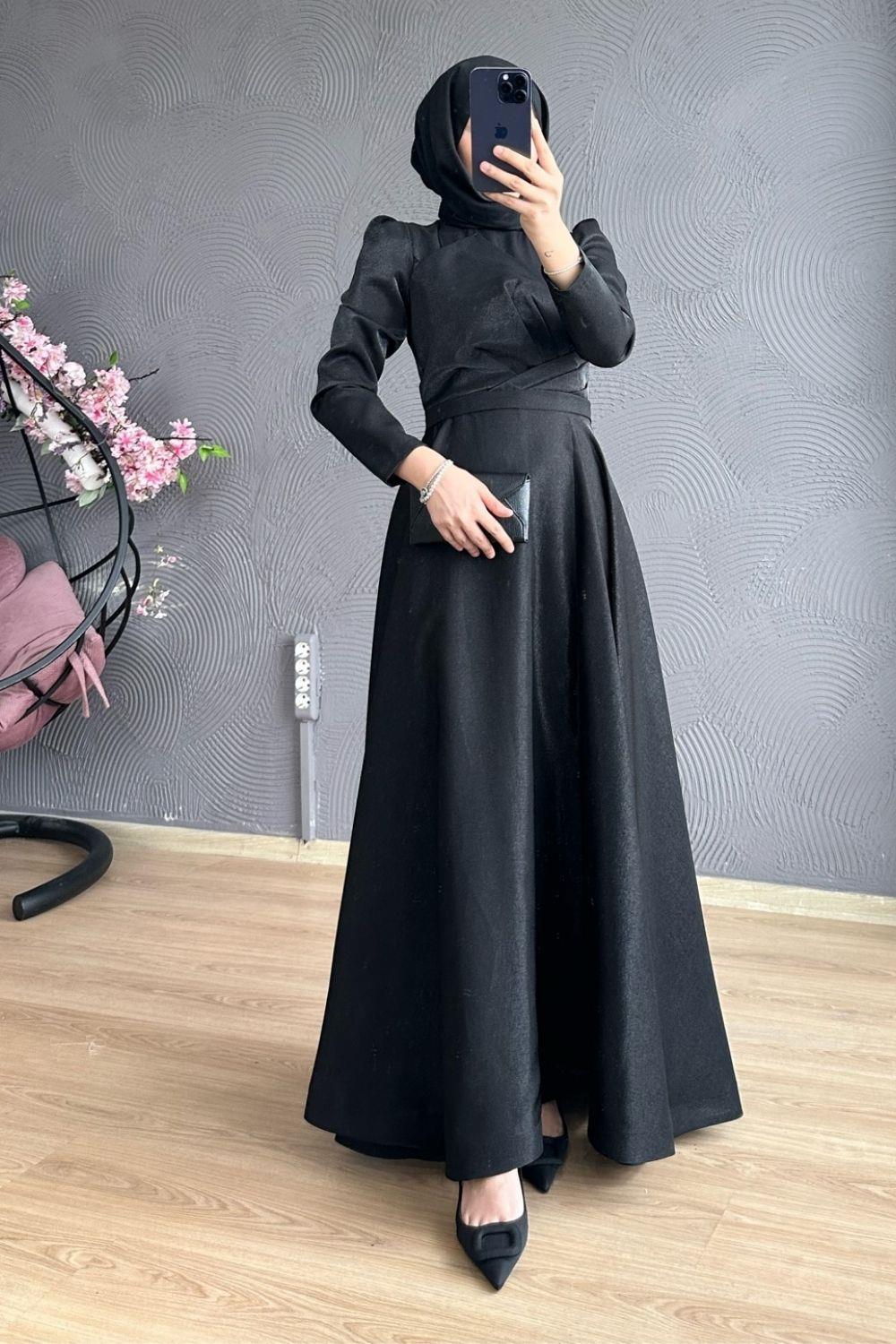 Önü Çapraz Abiye Siyah 4331 