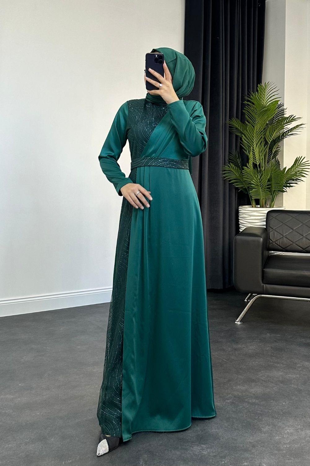 Sahiya Saten Abiye Zümrüt 4436 