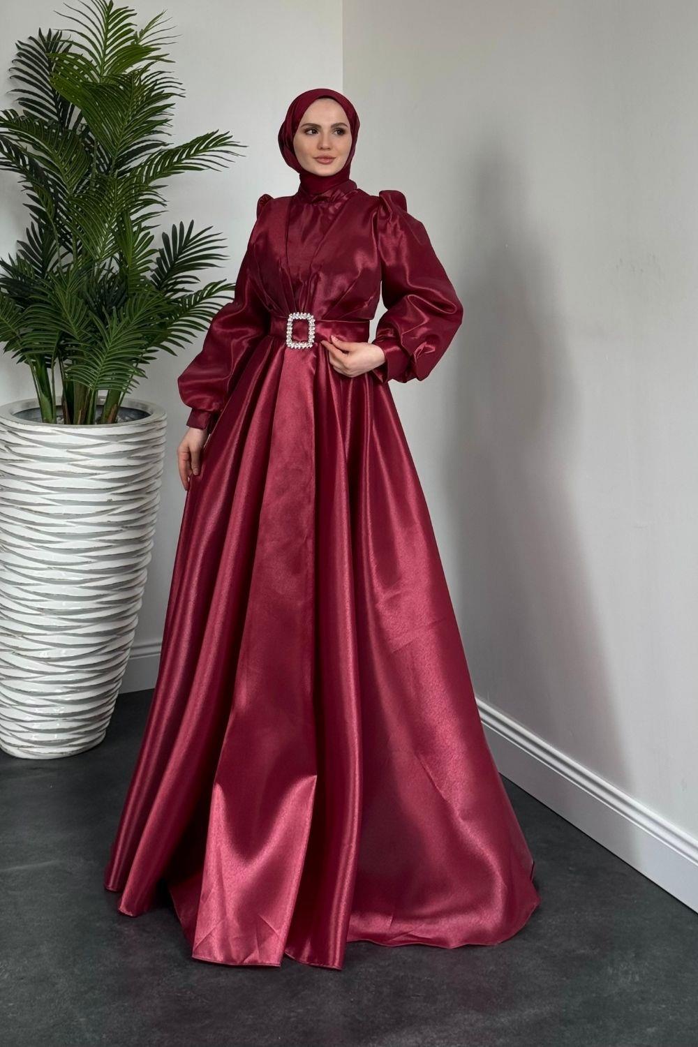 Prenses Abiye Bordo 45290 