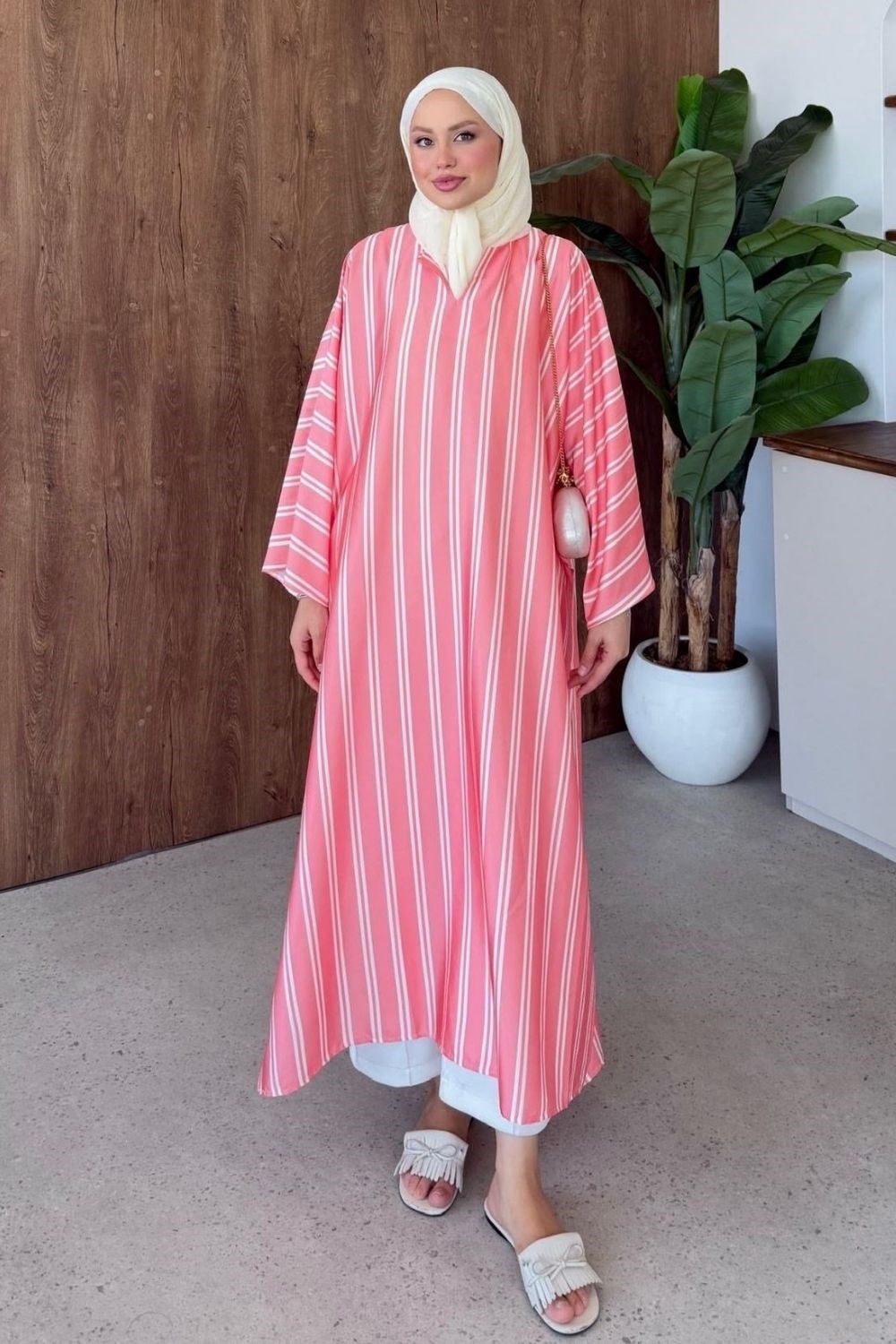 Vibe Çizgili Tunik Somon 4536 