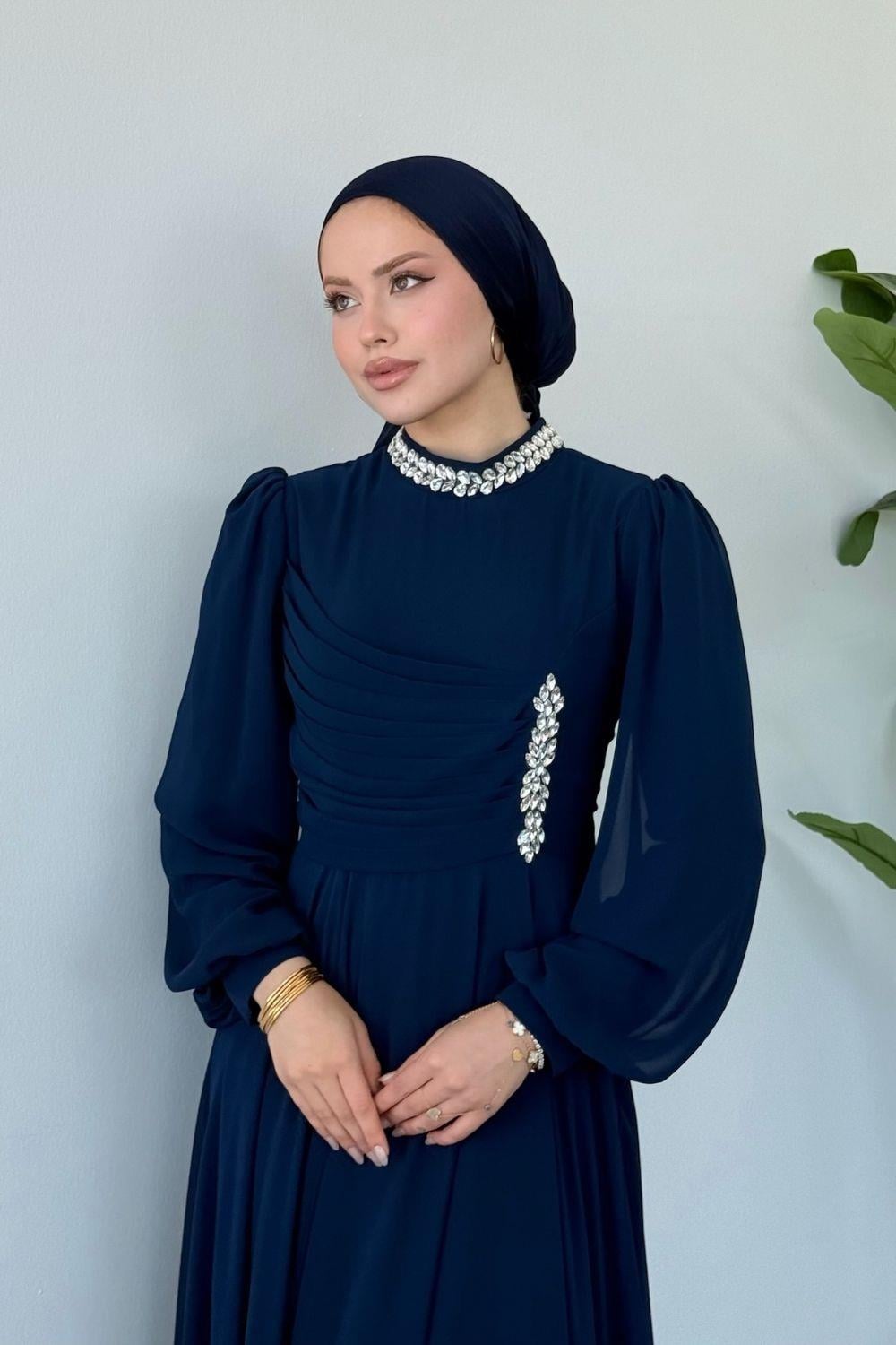 Başak Şifon Abiye Lacivert 47490 