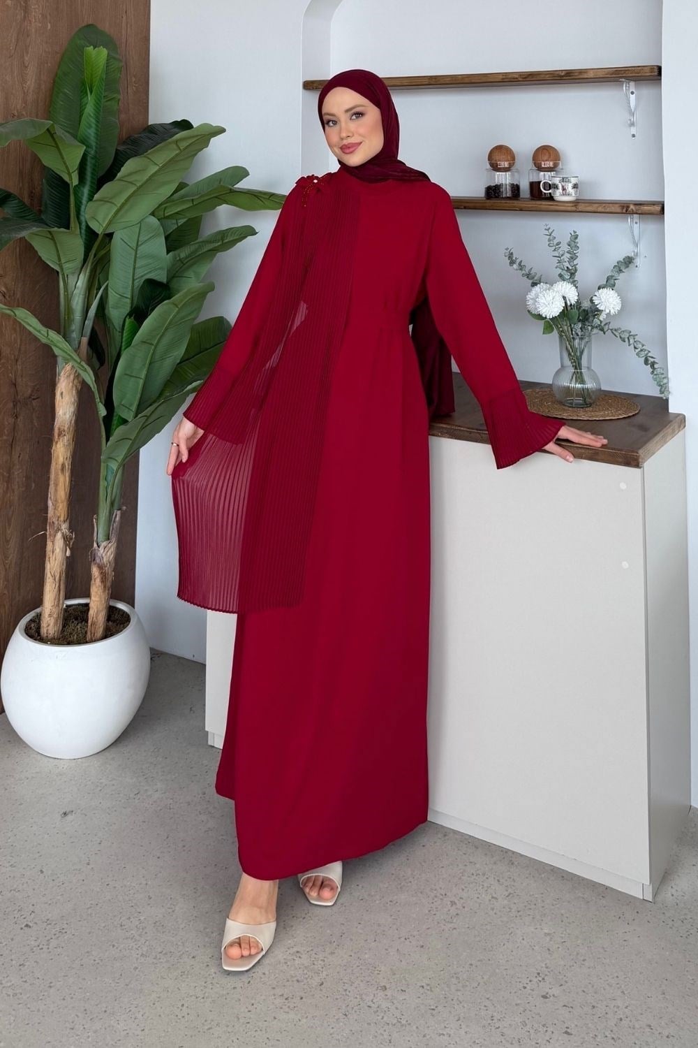 Alessa Kuşaklı Abiye Kırmızı 4801 
