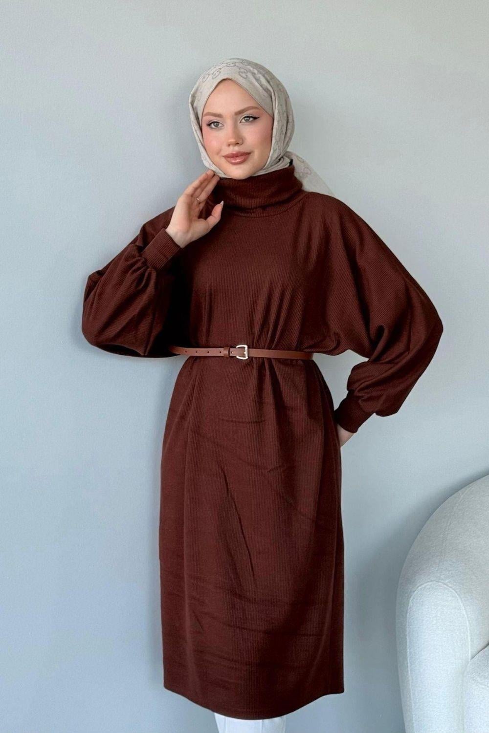 Hadra Kemerli Tunik Kahverengi 48670 