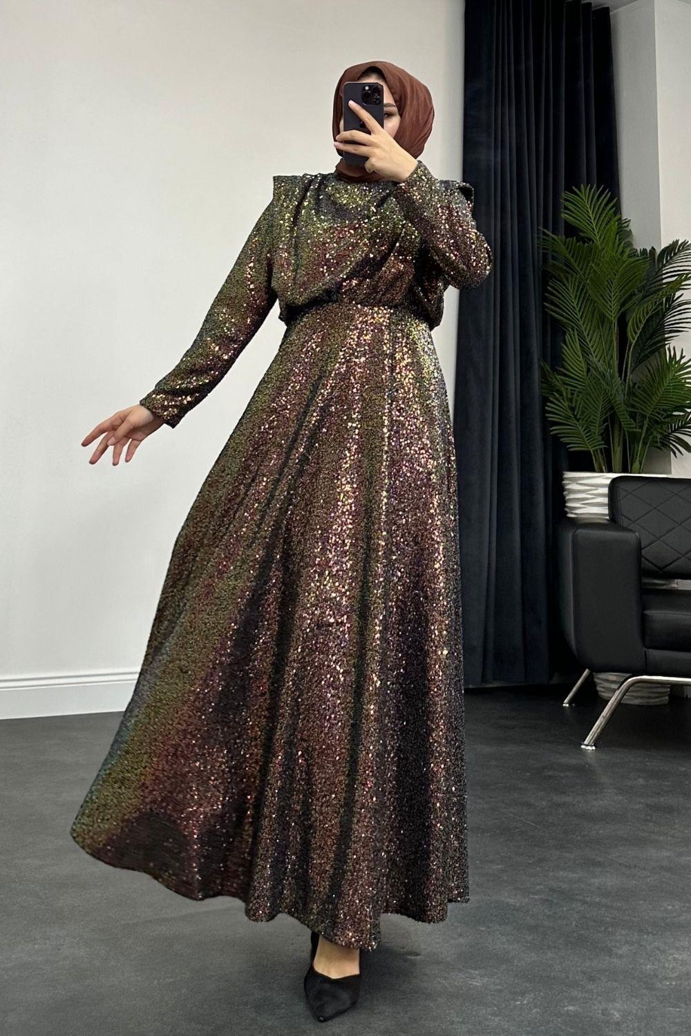 Minik Payetli Abiye Gold 4876 