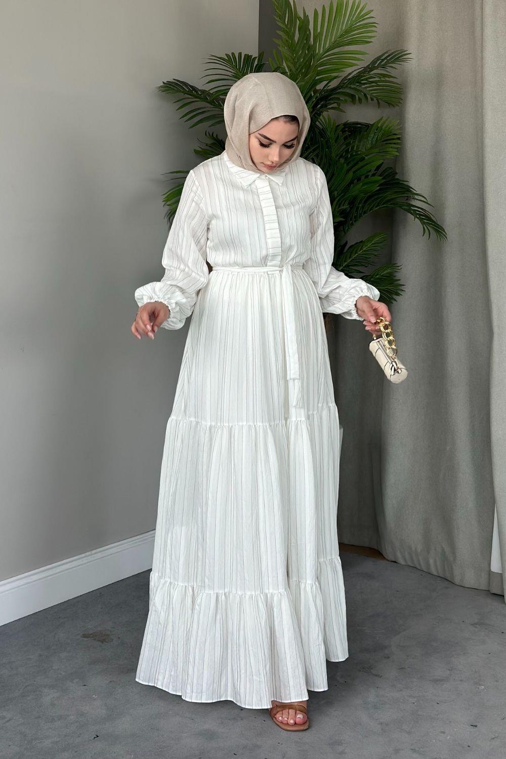 Şila Elbise Beyaz 5097 