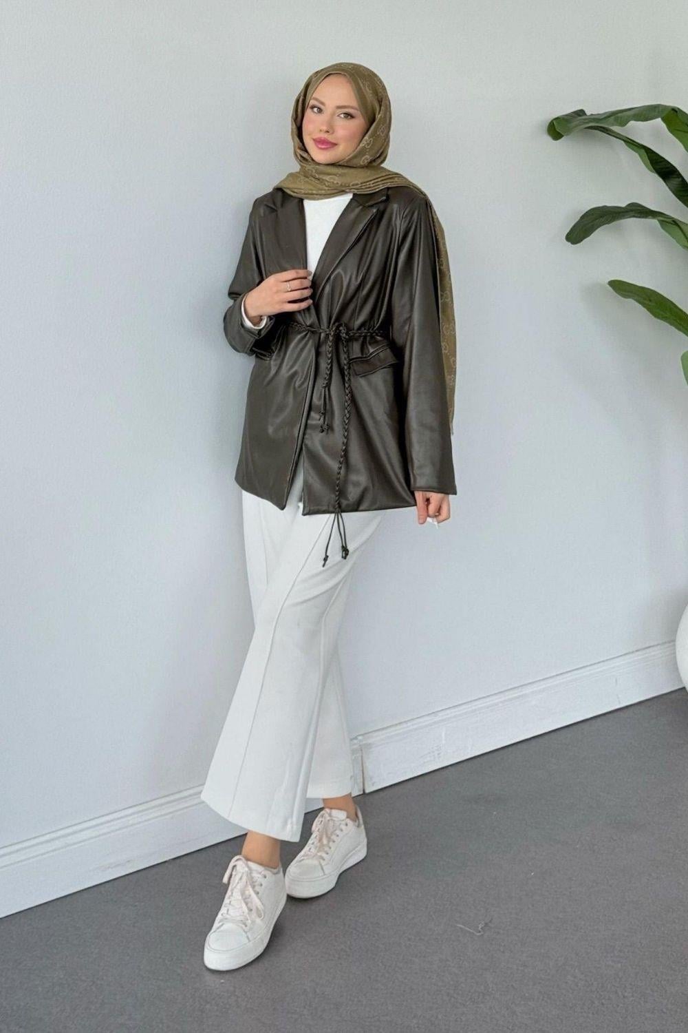 Demi Deri Blazer Ceket Haki 51007 