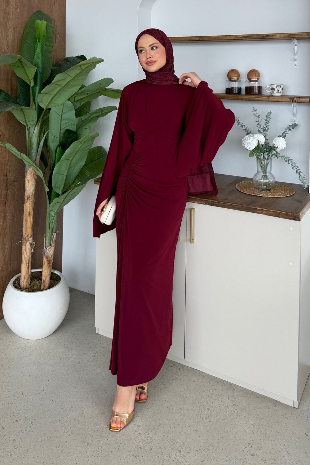 Lucy Sandy Elbise Bordo 6027 
