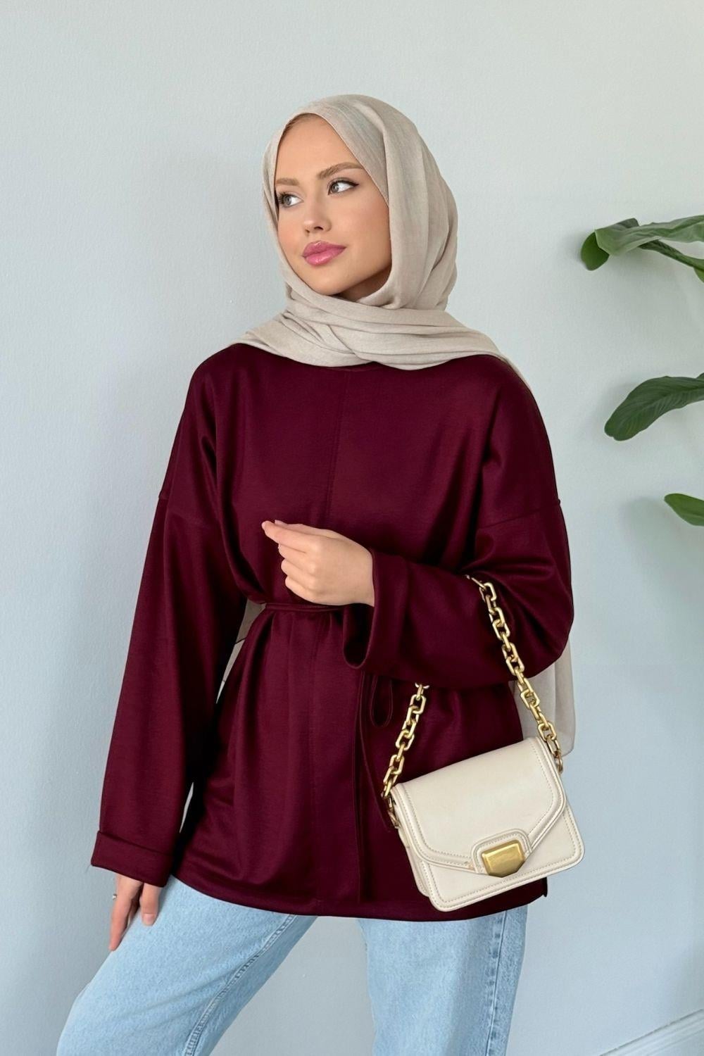 Türev Duble Kol Tunik Bordo 6060 