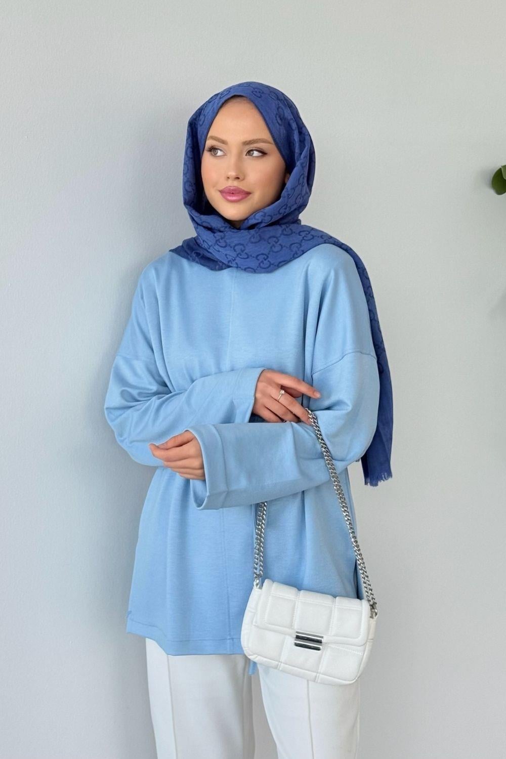Türev Duble Kol Tunik Mavi 6060 
