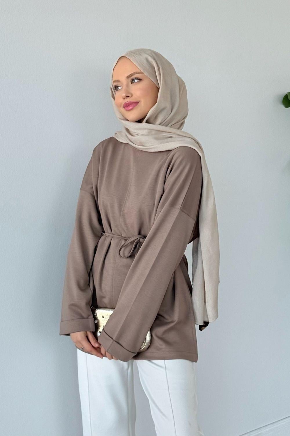 Türev Duble Kol Tunik Vizon 6060 