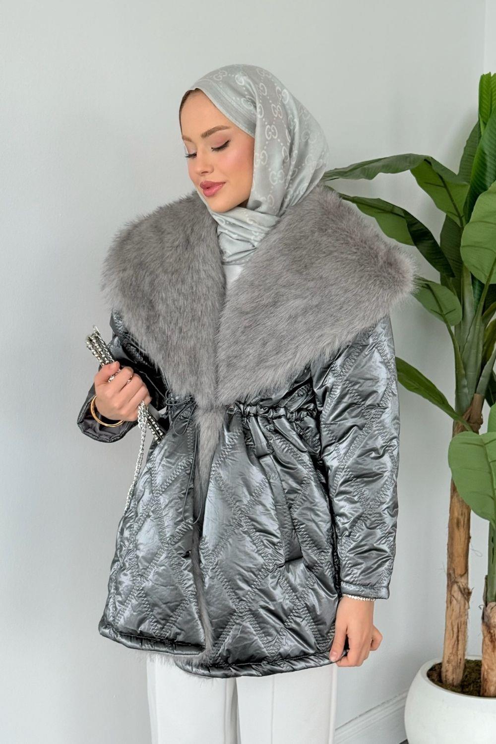 Pay Kürklü Şişme Mont Füme 6171 