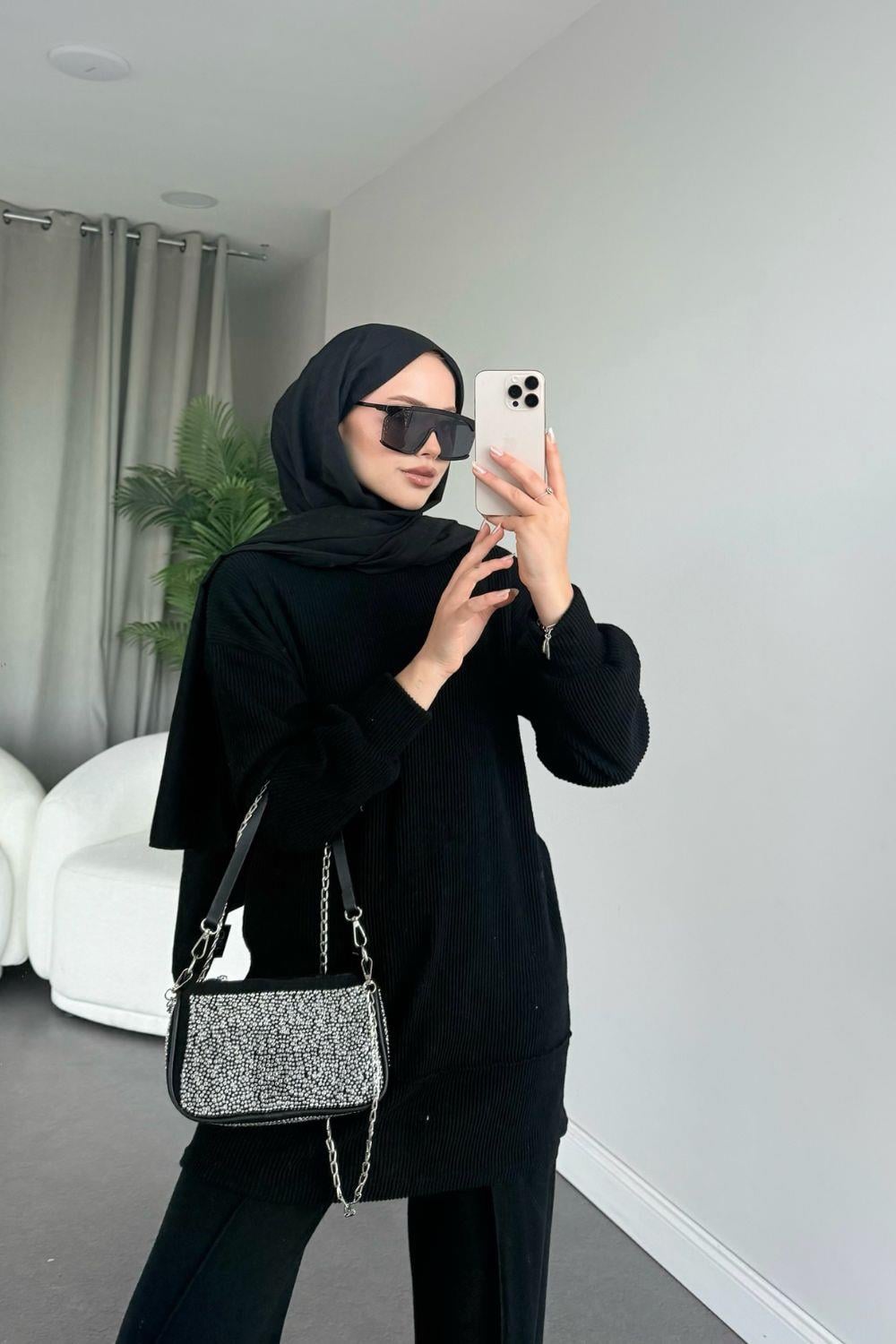 Warda Pantolon Takım Siyah 6186 