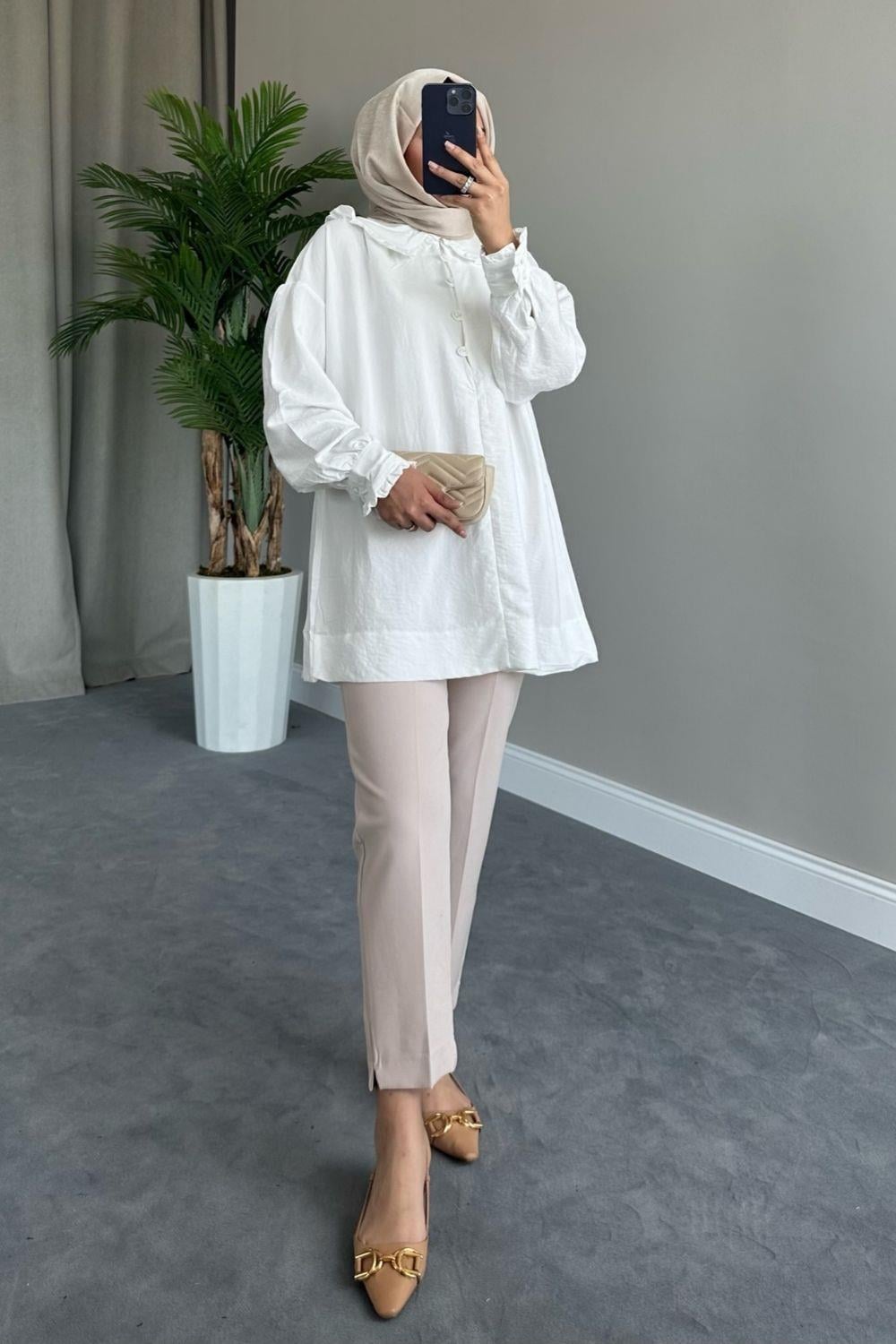 Bebe Yaka Tunik Beyaz 69038 