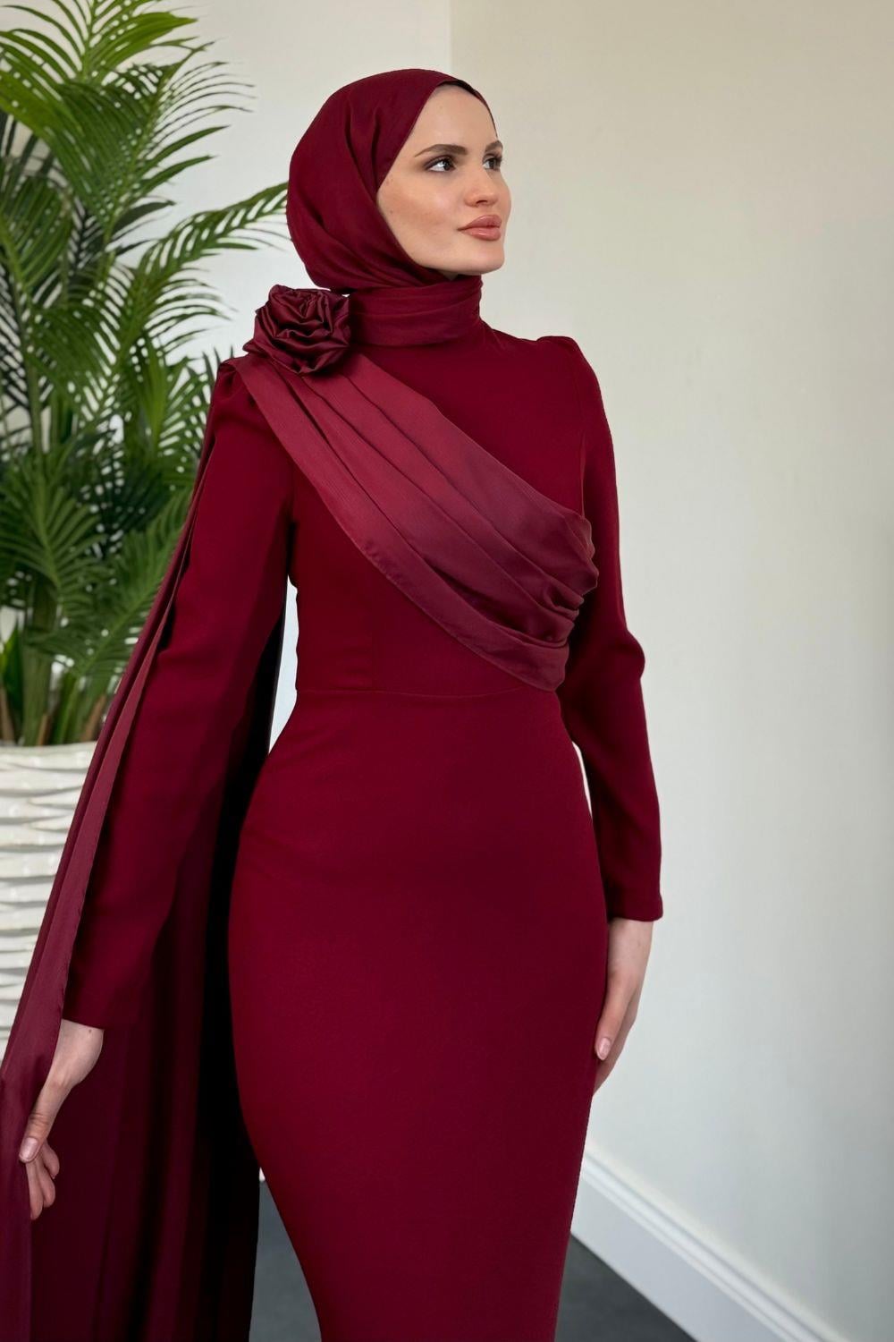 Hayes Kuyruklu Abiye Bordo 7950 