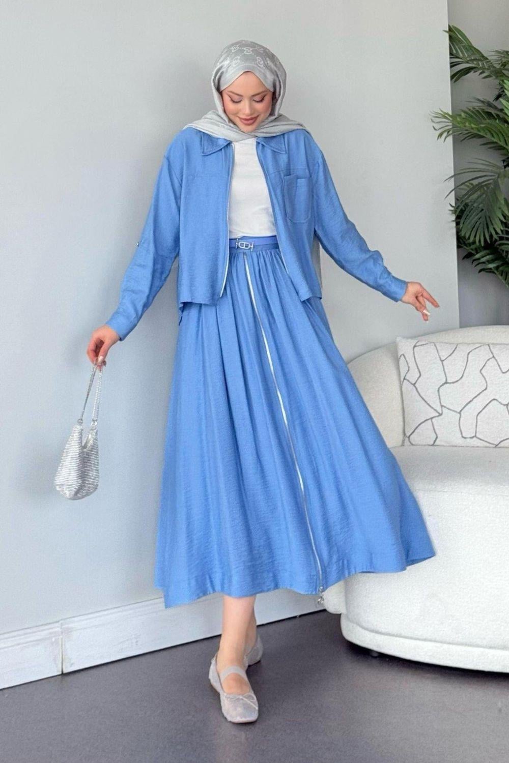 Metal Fermuarlı Takım Bebe Mavisi 7973 
