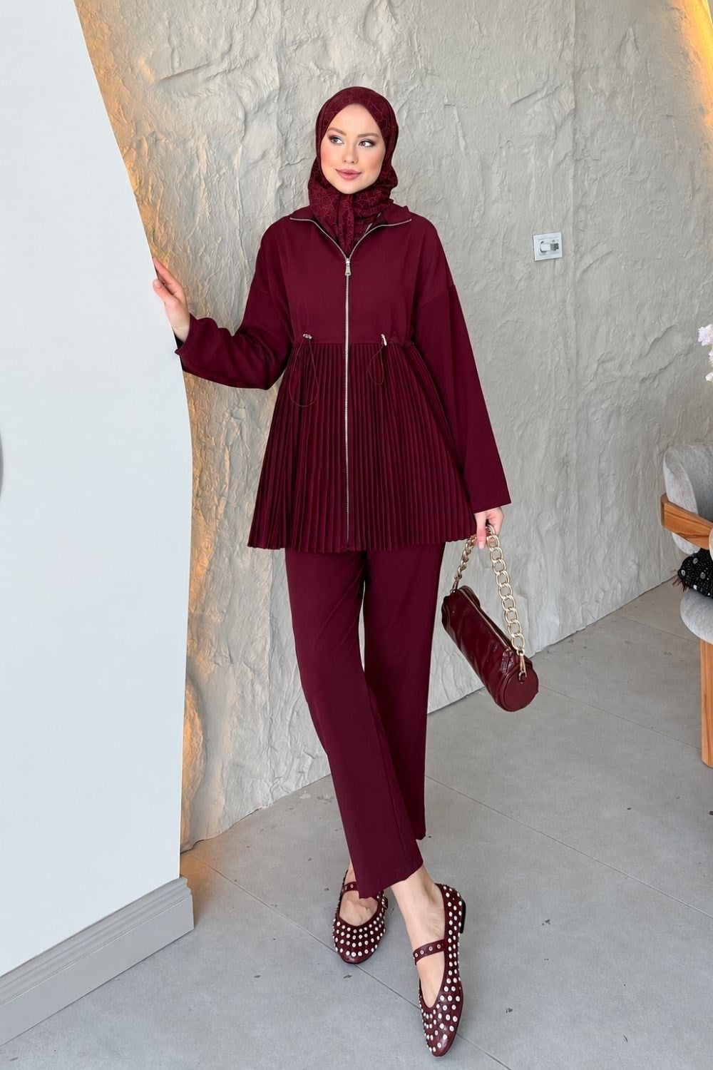 Mabella Piliseli Takım Bordo 8010 