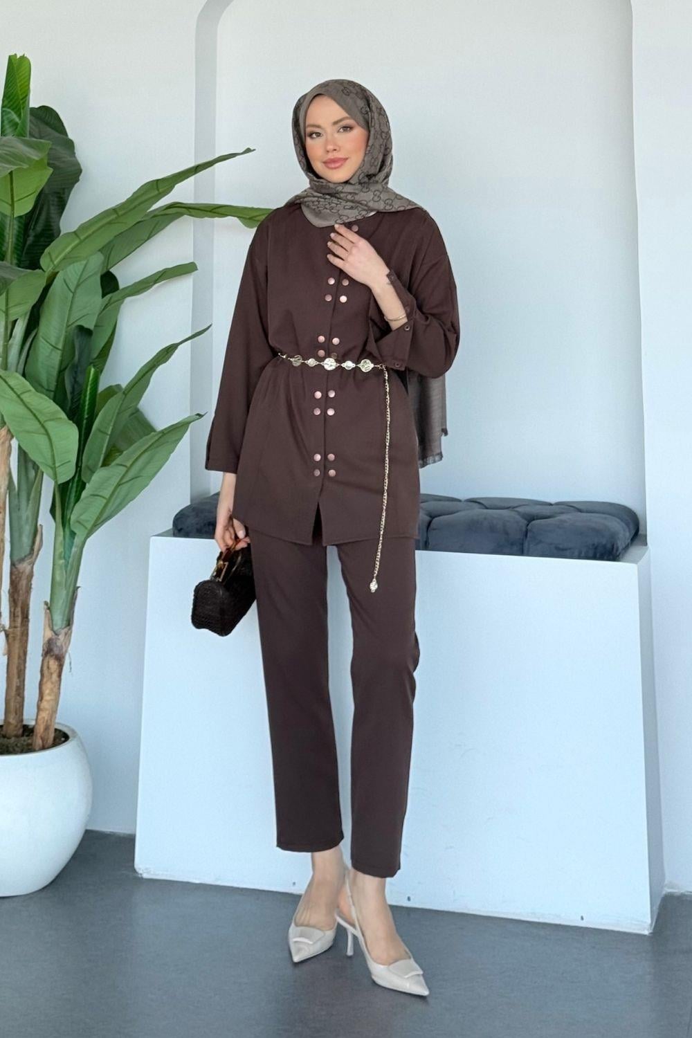 Maral Çift Çıtçıtlı Takım Kahverengi 8011 
