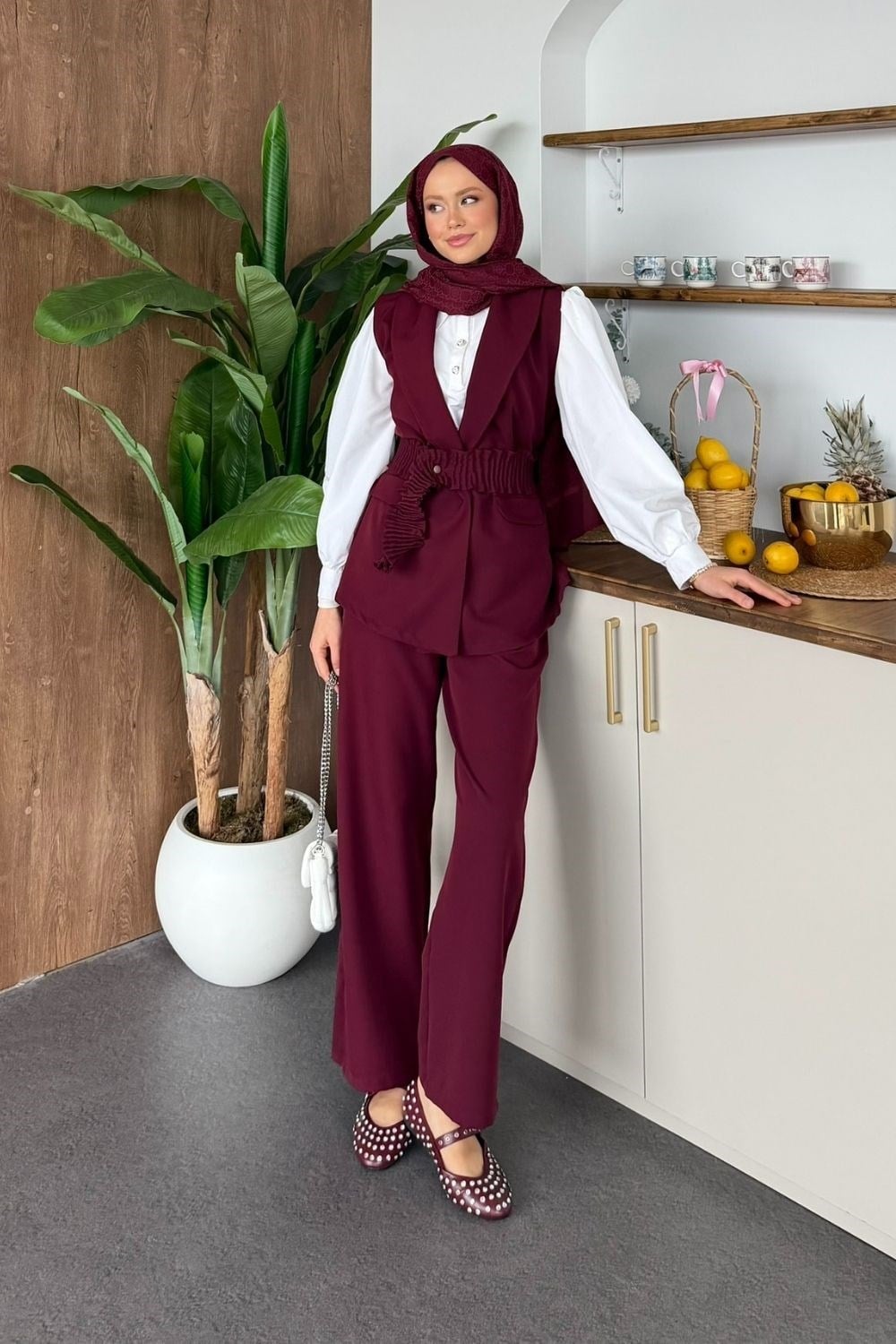 Avlu Yelek Takım Bordo 8030 