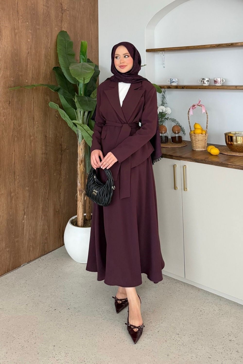 Serena Etekli Blazer Takım Mürdüm 80340 