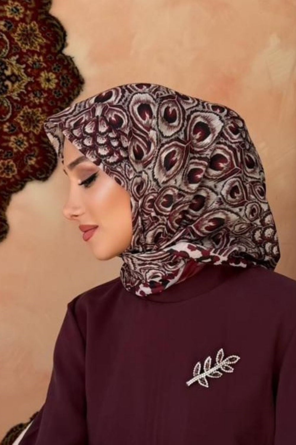 Leafora Aqua Soft Eşarp Bordo 8047 