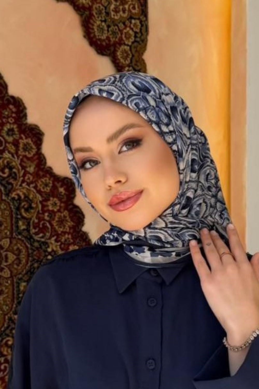 Leafora Aqua Soft Eşarp Lacivert 8047 