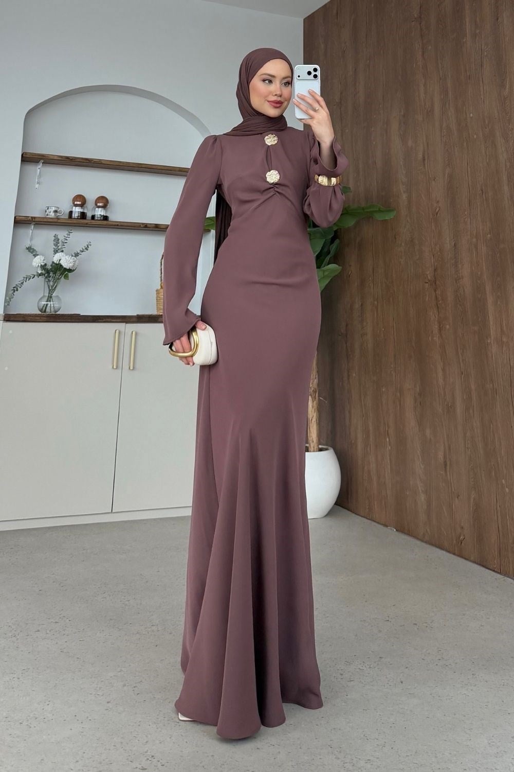 Rosalie Abiye Kahverengi 8049 