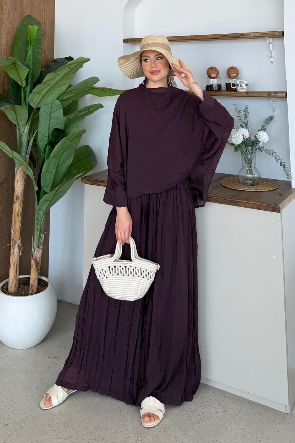 Beste Pantolonlu Takım Mürdüm 80500 