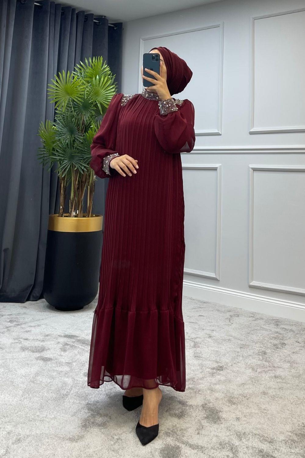 Afrodit Abiye Bordo 8055 