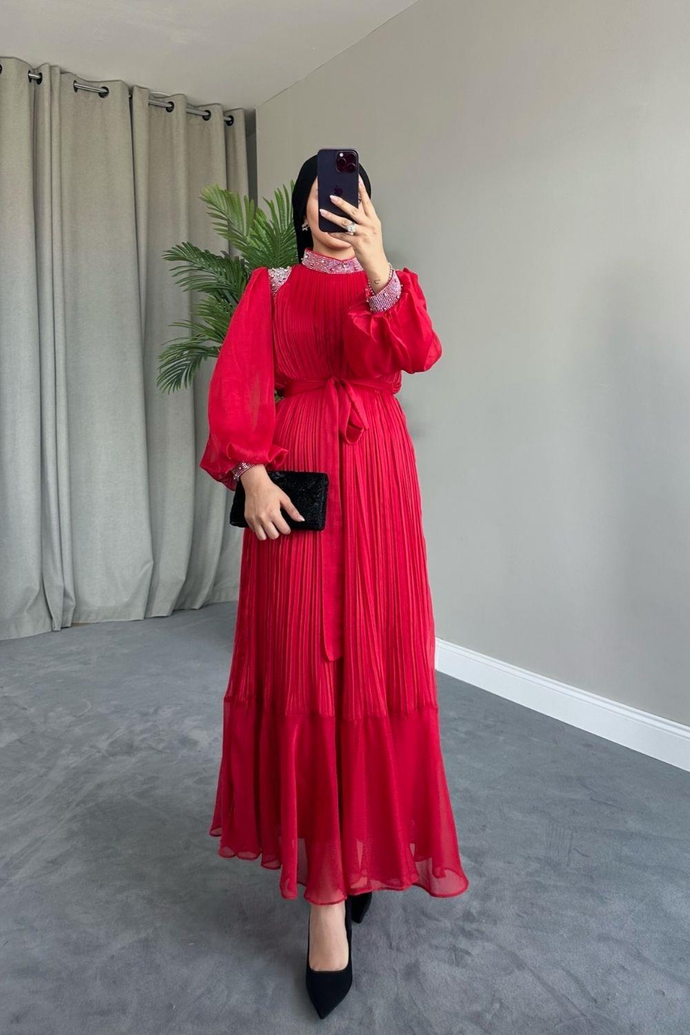 Afrodit Abiye Kırmızı 8055 