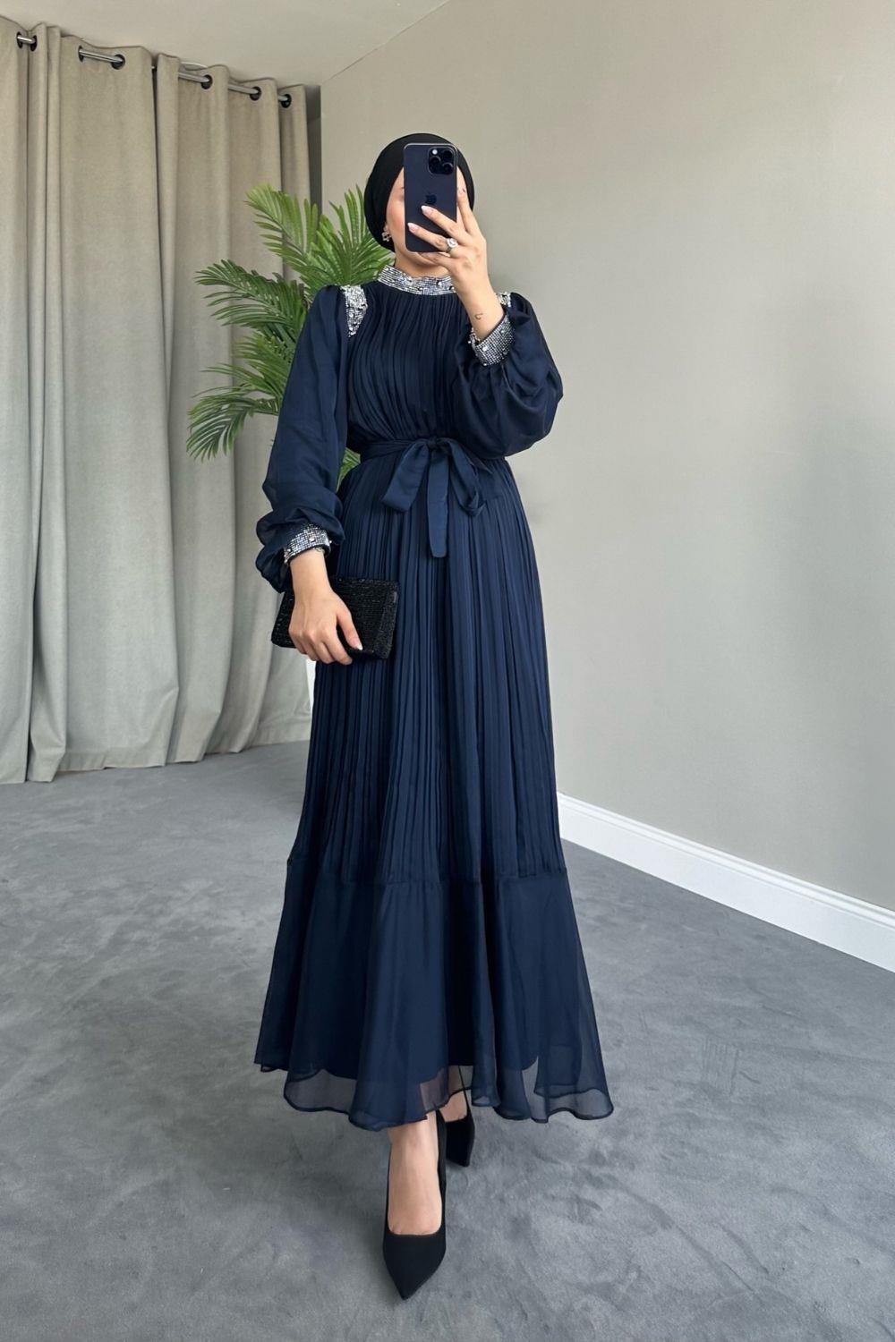Afrodit Abiye Lacivert 8055 