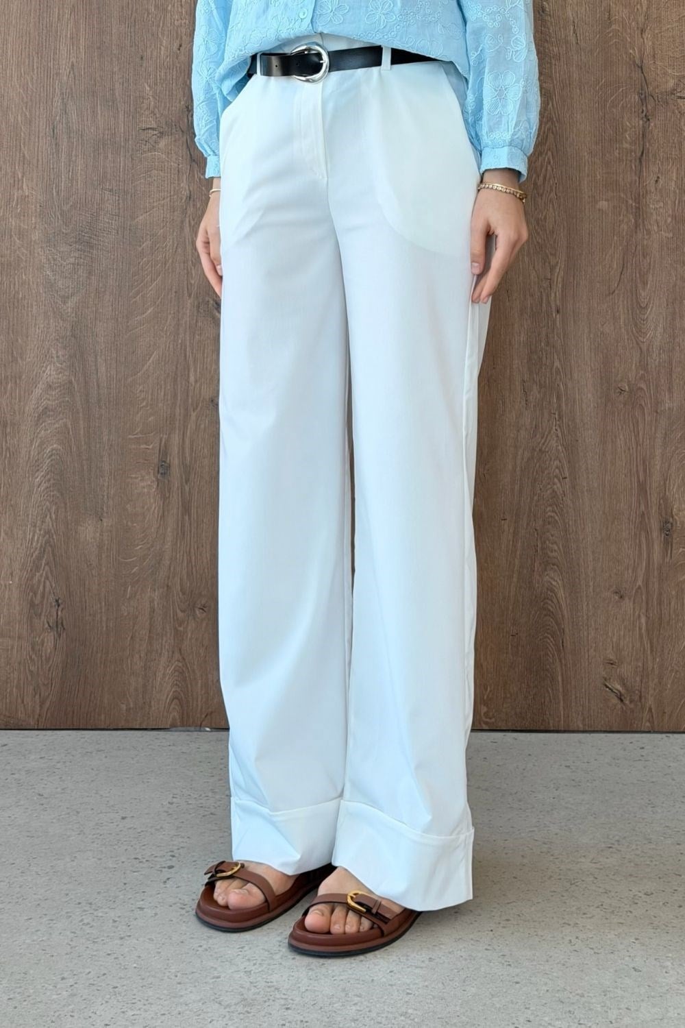 Duble Paça Pantolon Beyaz 8067 