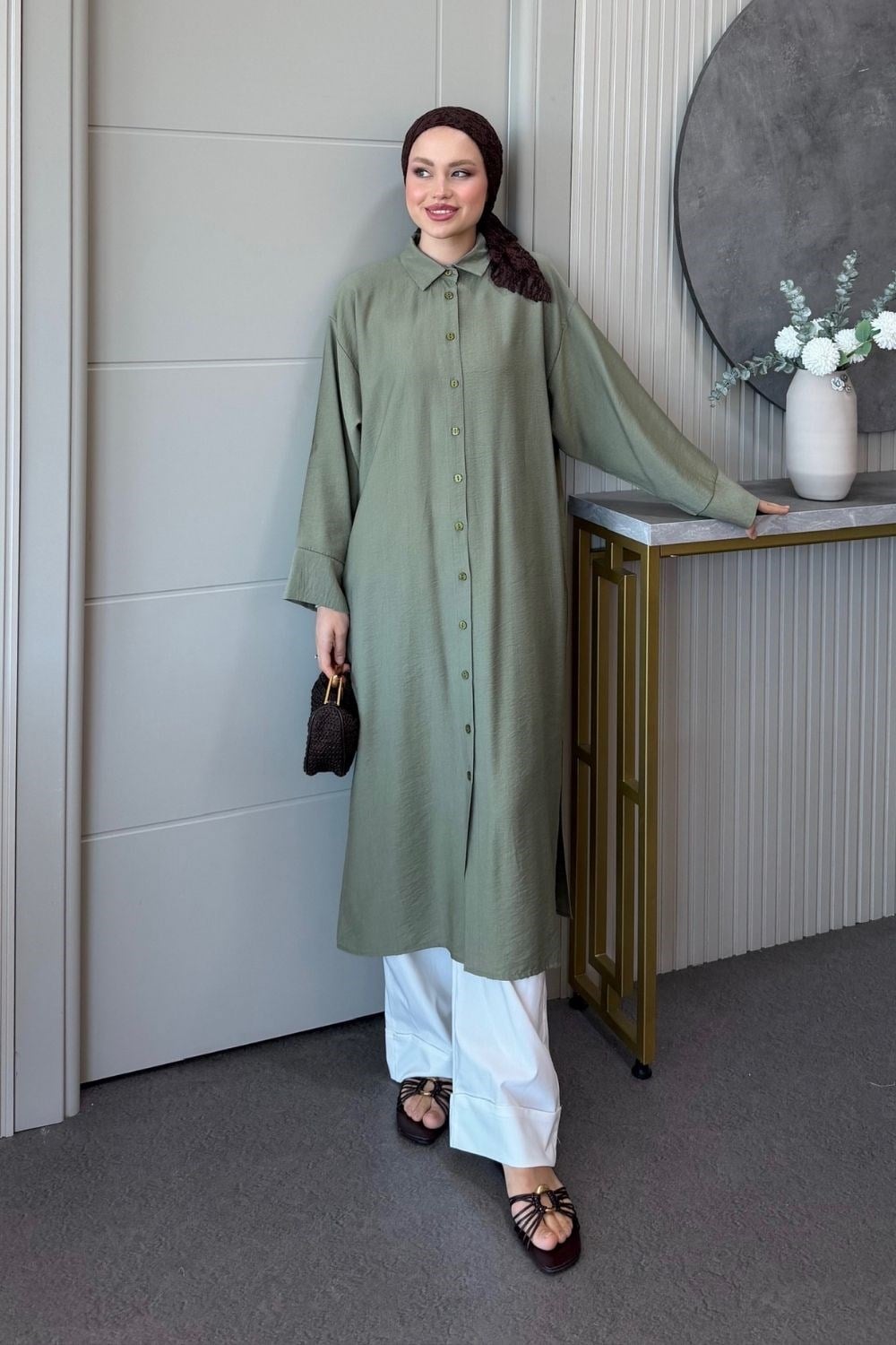 Nisa Keten Tunik Haki 8082 
